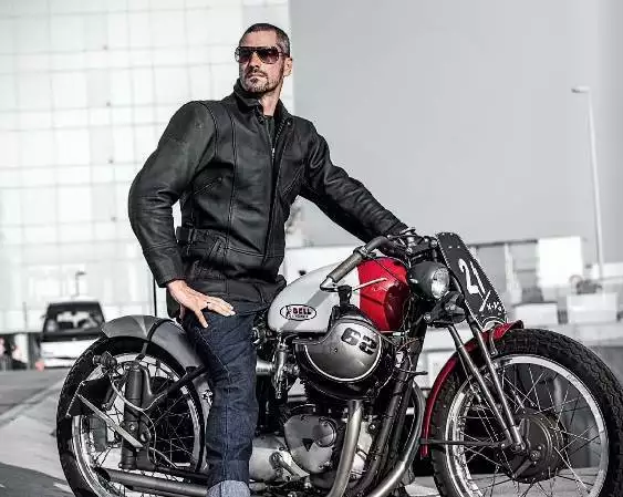 Noir Veste en cuir Moto Racer - pour Homme
