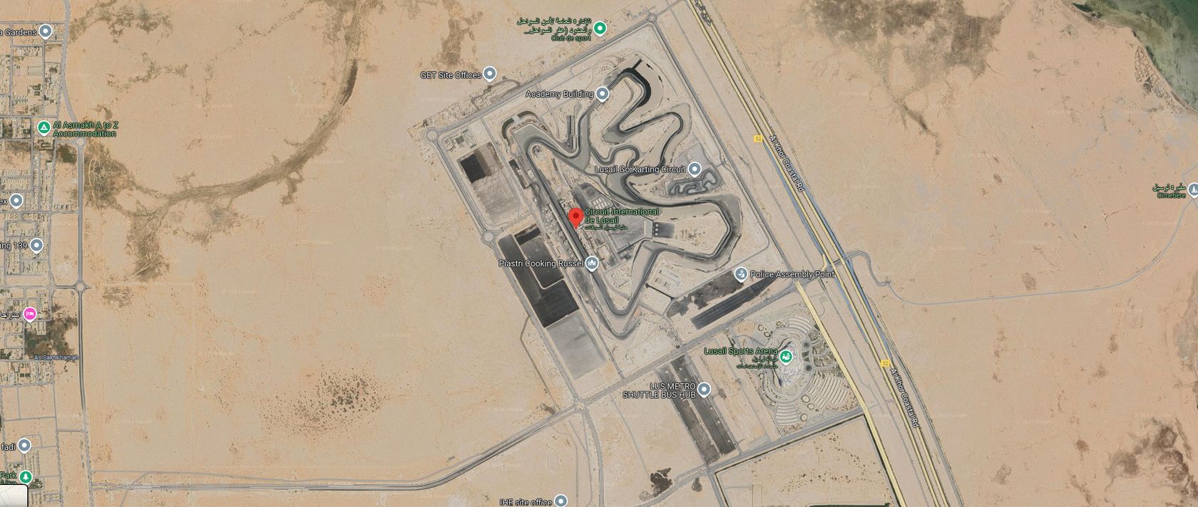 Circuit de Losail au Qatar vu du ciel